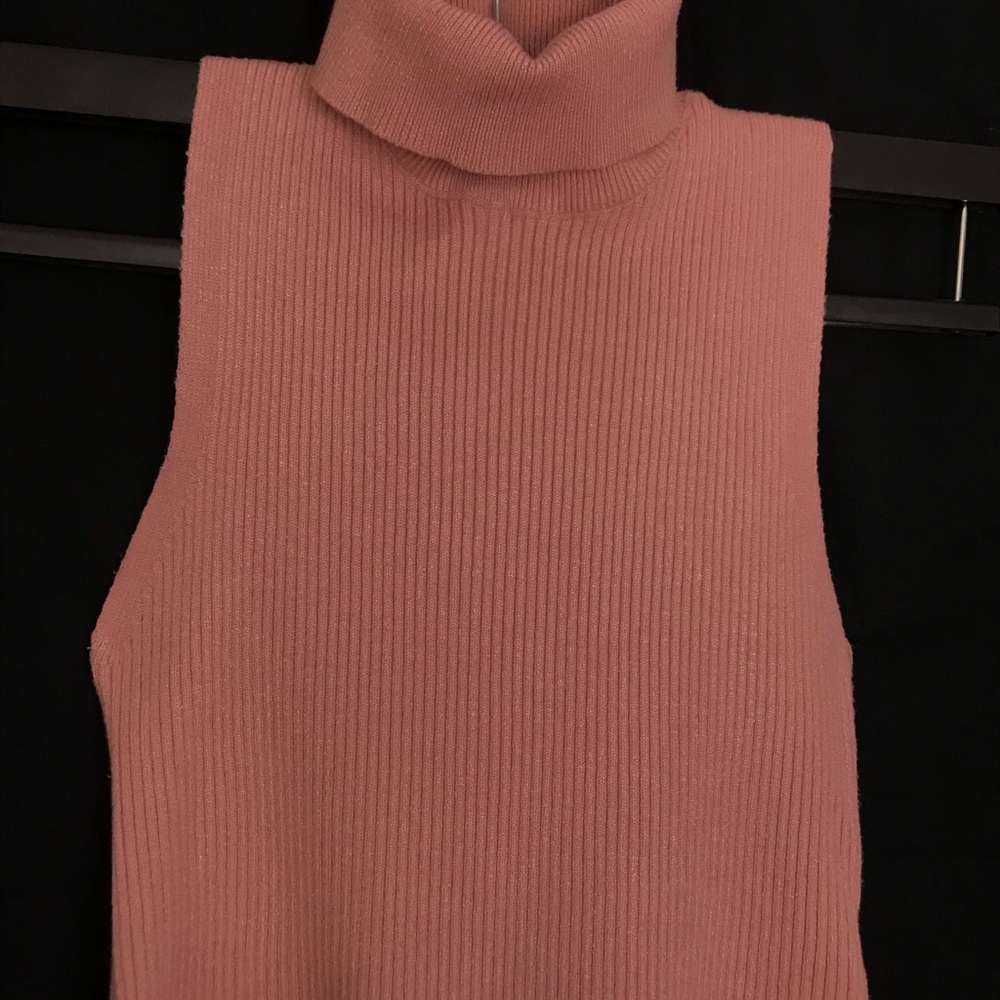 Blush turtle neck crop top